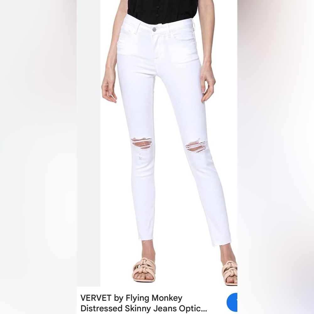 Vervet Waist 30 (size 10) Distressed White Denim Jeans. Frayed waist,hem & holes